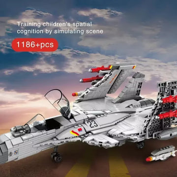 1,186-Piece Building Set: Chinese Navy J-15 "Flying Shark" Carrier-Based Fighter Model — Birthday Gift