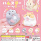 Japan YELL Gashapon Toys Cute Fatty Milky Soft Hamster Flocking Plush Dolls Squeeze Anti Stress Relief Squishy Collect Ornaments