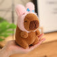 Cute Capybara Plush Toy with Hat Simulation Capybara Cosplay Crab Rabbit Cat Doll Small Size Stuffed Animals Bag Pendant Gift