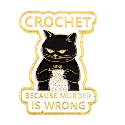 Cartoon Black Cat Crochet Enamel Pin Animal Badges on Backpack Brooches for Women Metal Lapel Pins Cosplay Accessories Toys Gift