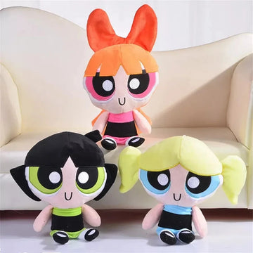 3pcs/lot 20cm Cartoon Powerpuff anim Girls Plush Toys Cute Blossom Buttercup Bubbles stuffed Plush   dolls Gifts For Childr
