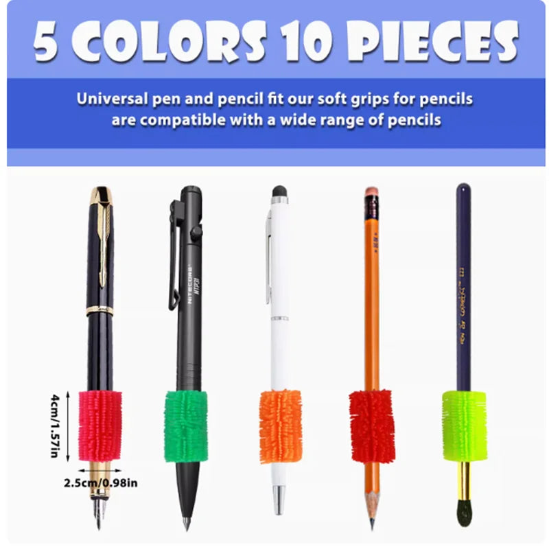 5PCS TPR Pen Grip Practise Pen Aid Writing Gripper Posture Correction Device for Kid Hand Writing Pencil Pen Holder squeeze Toy