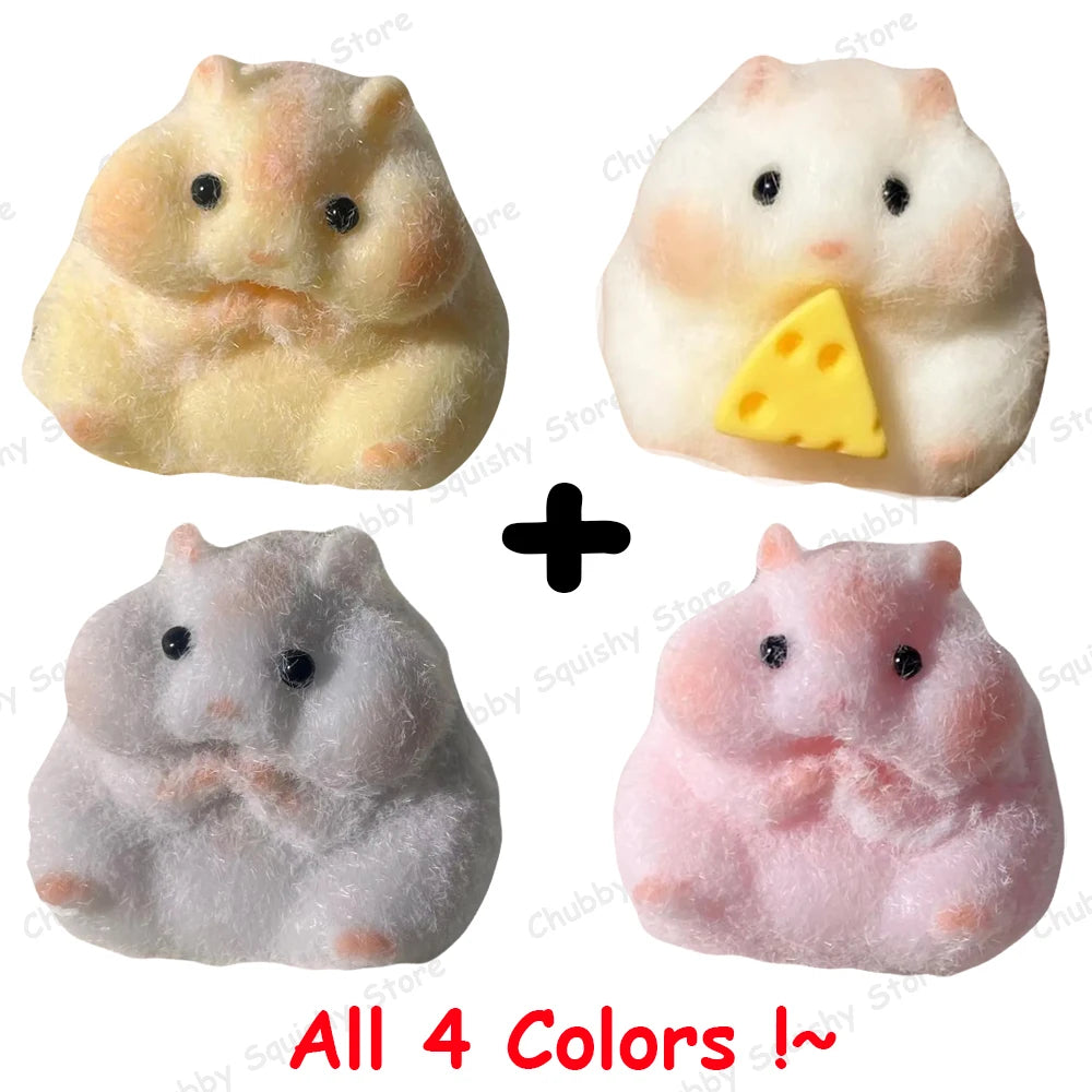Hamster Taba Squishy Silicone Fuzzy Cute Hamster Animal Squishy Toy Mochi Toy Tabby Anti Stress Release Hand Relax Gift