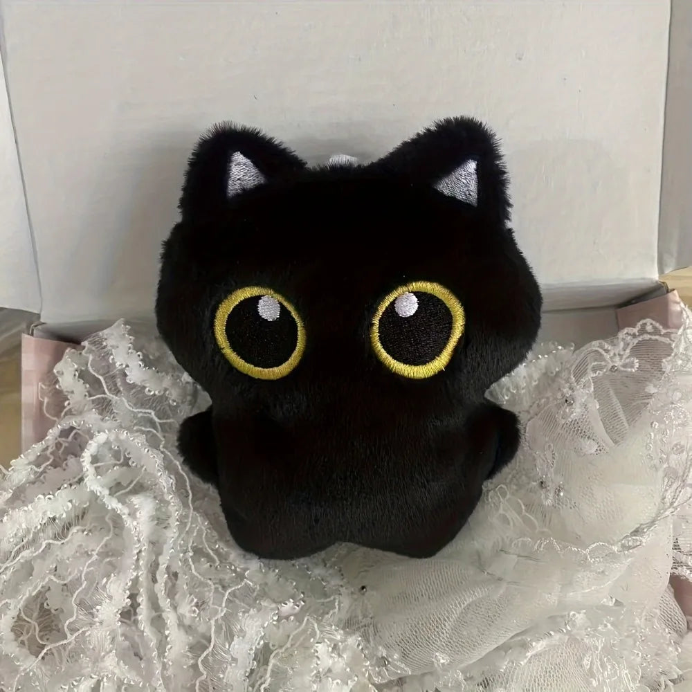 10cm Cute Black Cat Plush Toy Doll Small Pendant Cuddly Pillow Cushion Ins Black Cat Plush Toy Doll for Boy Girl Brithday Gifts