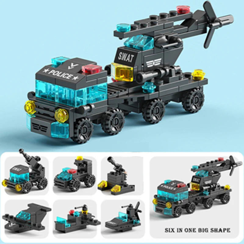 6in1 NEW Special Police Tow Trucks Airplanes Car Mini Loader Classic Model Building Blocks Sets Bricks Toy City