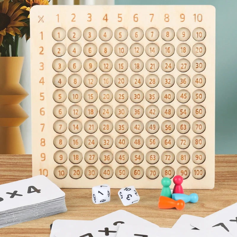 Wooden 99 Multiplication Board Montessori Arithmetic Toys Multiplication Table Math Learning Counting Teaching Aids for Kids
