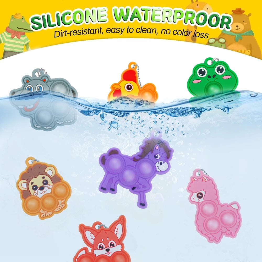 12Pcs Mini Colorful Animal Camel Frog Sheep Pop Fidget Toys Push Bubble Sensory Stress Relief Toy
