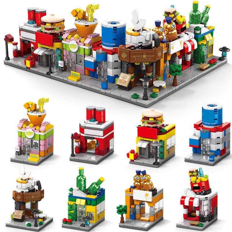 Food Shop Street Series - Mini City Shop House Model Kit, Fun DIY Educational Building Toy Gift for Kids Ages 6-12