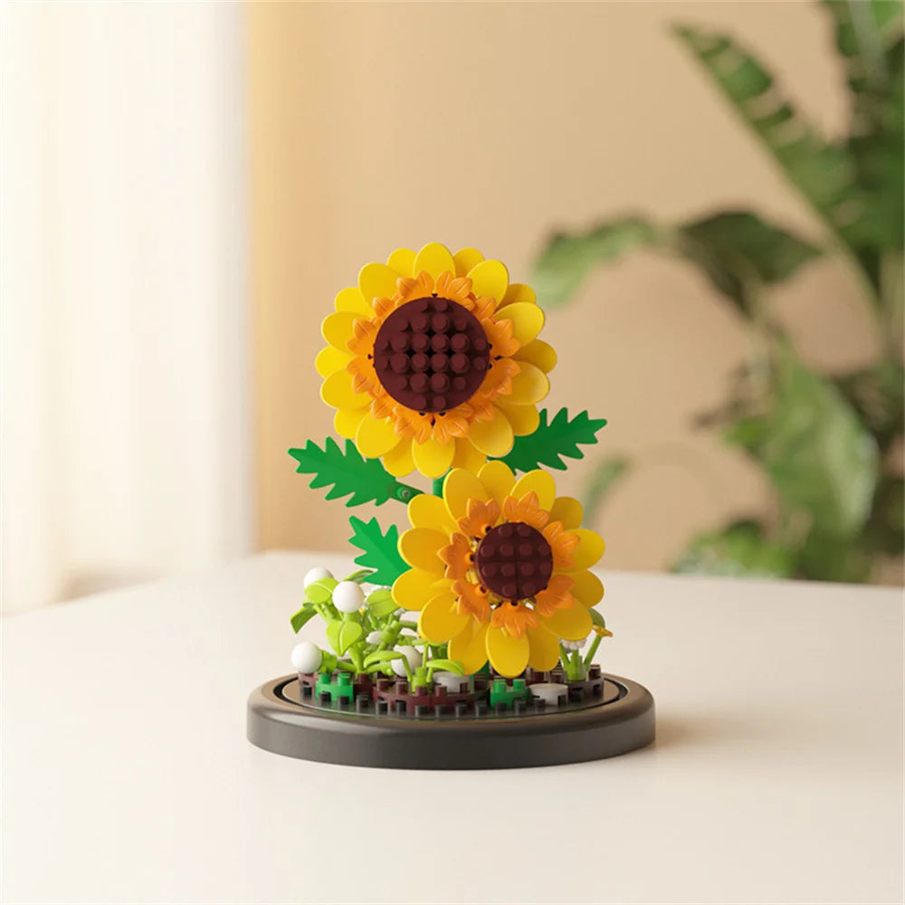 Eternal Flower Bouquet Bonsai Potted Plant Micro Building Blocks Model Home Decoration Toy For Kid Birthday Gift