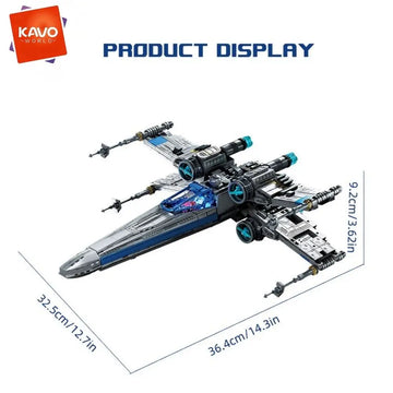 KAVOWORLD X-Wing Space Fighter Jet Building Blocks Toys Set with Pilot High-Technical Linked Wing Transformable Aircraft Model with LED Lights Retractable Landing Gear Spaceship Toy for Adults Birthday Christmas Gift for Spac