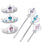 6pcs Rhinestone Tiara Crown and Magic Wand With Glitter Crystal Head Hoop Jewelry Hair Accessories For Girls Teens Birthday Gift