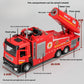 1:32 Spray Fire Truck Model Water Spray Ladder Trucks Toy Car Sound Light Pull Back Doors Opened Vehicle Collection Boys Gift