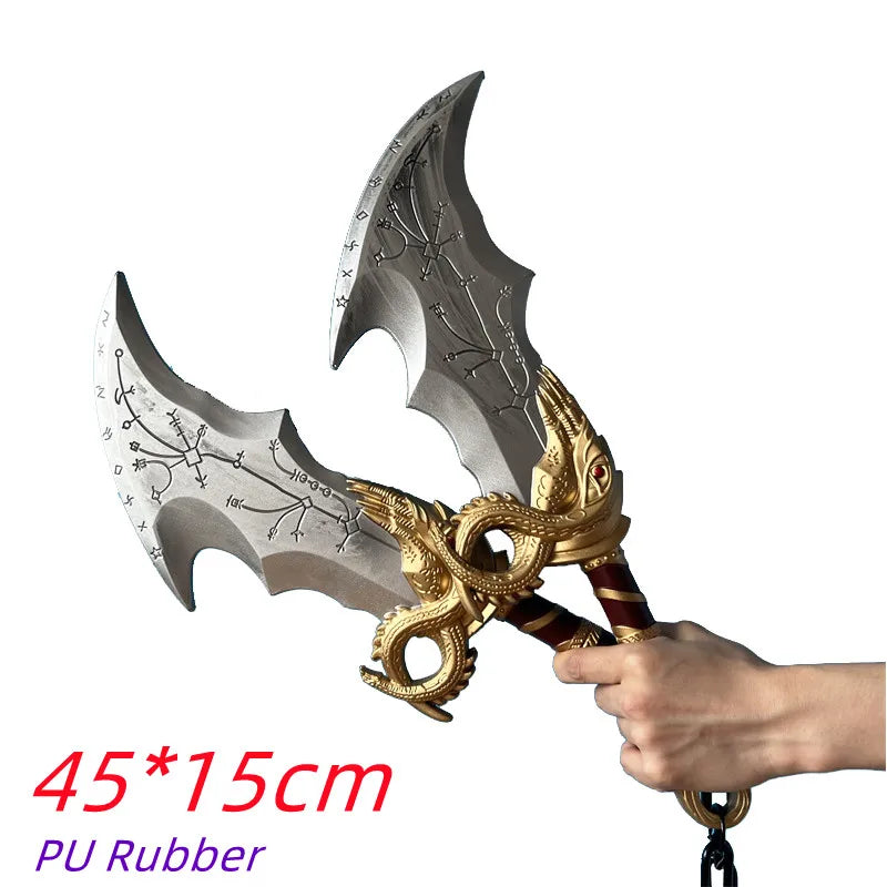 1:1 Cosplay Leviathan Chained Athena Blade War Golden Dragon Tomahawk Weapons Role Playing God of War 4 Carnival Safety PU Model