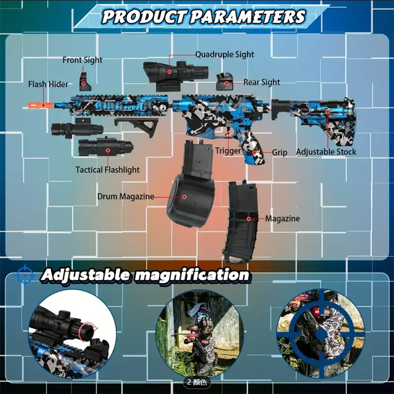 2026 New Model M416 Can Fire Gel Bullets 7-8mm, Electric and Infrared, Cross-Border Bestseller, Two Colors Available, Same Model as the Game Version