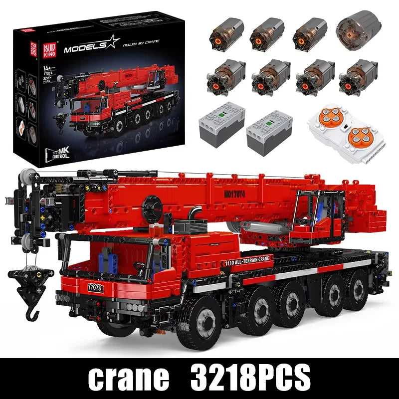 Mould King 17073 17074 Technical Car Toys The RC LTM 1110 Crane Building Block Engineering Truck Brick Set Kids Christmas Gift