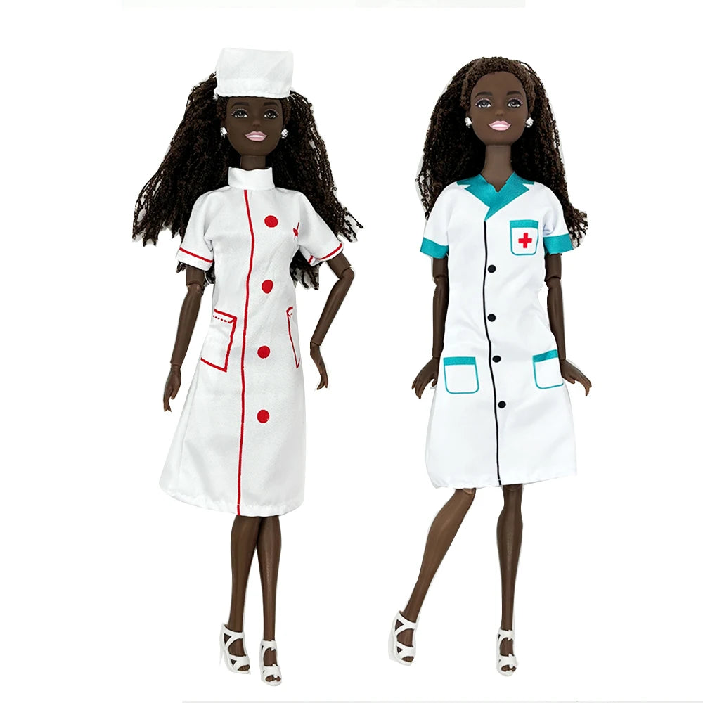 5pcs Doll Nurses Clothes Doctors Uniform Theme 11.5 Inch Doll Accessories Casual Style Dress Up
