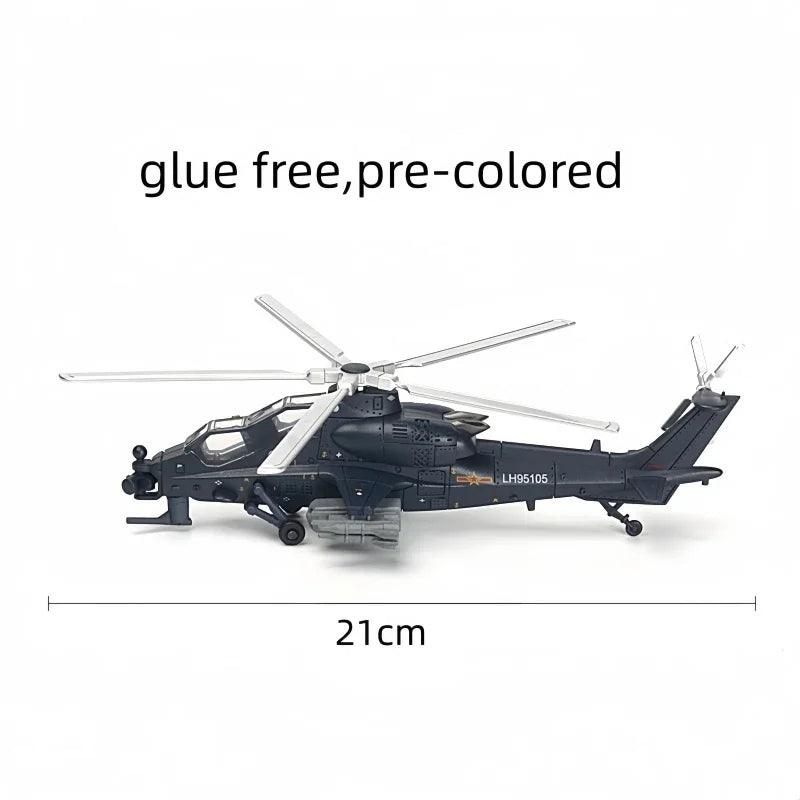 1/72 Creative Military Series AH-64/EC-665/Z-10 Helicopter Building Blocks Model Fiery Thunderbolt DIY Decor Toys For Xmas Gifts