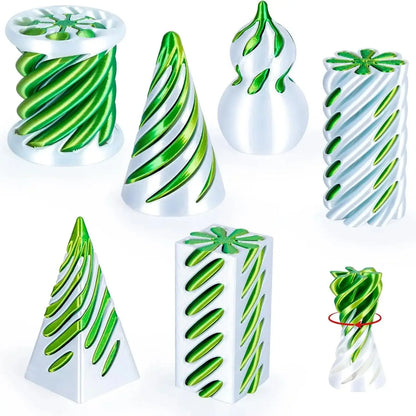 6 Pack Spiral Cone Fidget Toys 3D Printed Impossible Passthrough Pyramid Pillar Gourd Helix Screw Toys for Anxiety Relaxing