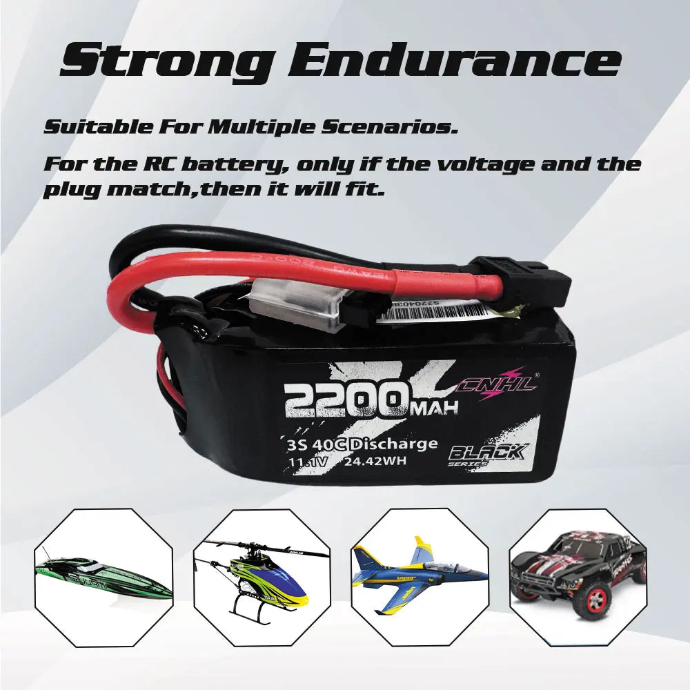 2pcs CNHL 3S Lipo Battery 40C 2200 mAh 11.1 V Short with Deans T XT60 Plug for RC Car Drone Aircraft Quadcopter Helicopter FPV
