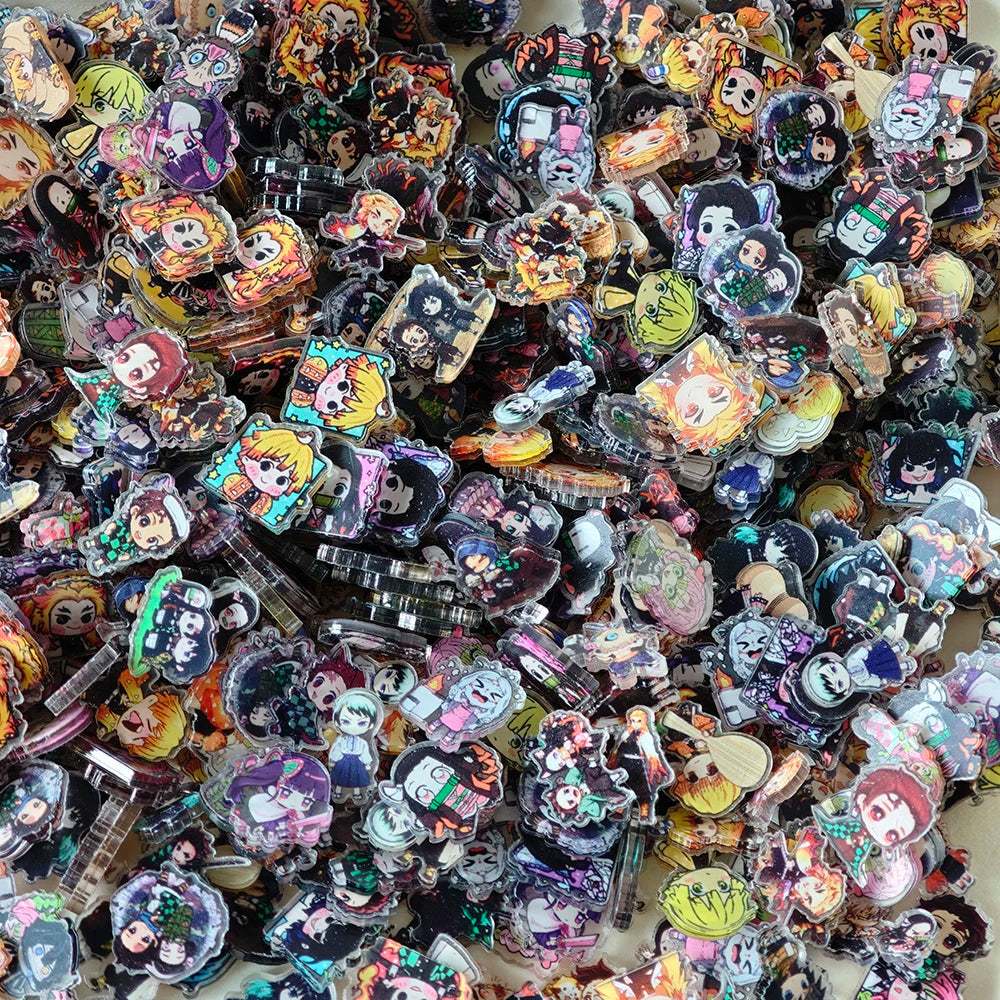 50pcs/set Demon Slayer Anime Resin Accessories Cute Image Laminating Acrylic Cream Glue Phone Case Refrigerator DIY Gift Patch