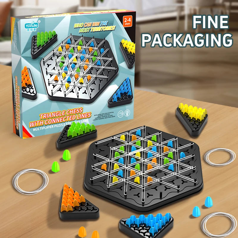 Chain Triangle Chess Triggle Rubber Band Game Toy Board Game Competitive Battle Set for Kids Friends Parent-Child Interaction