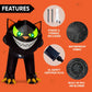 7 ft Black Cat Halloween Inflatables Outdoor Decoration Blow UpInflatable with Moving Head & Green Eyes Halloween Blow Ups Yard Decoration with LED Lights for Party Lawn Garden Decor