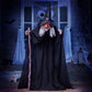 72" Animatronics Witch Outdoor Halloween Decorations with Cane Life Size Animated Ghost Haunted House Prop Décor with Creepy Sound and Light-up Eyes, Party Supplies