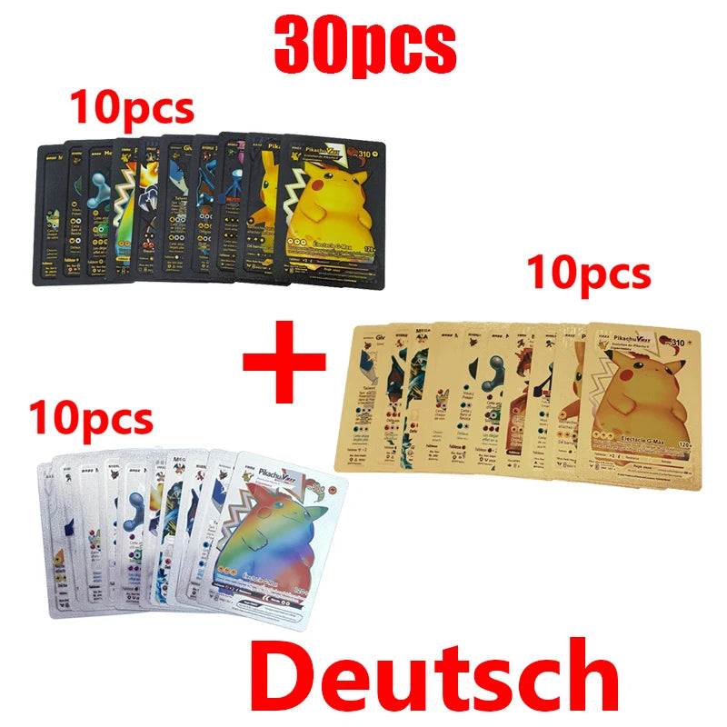 81-15Pcs Pokemon Cards Gold Silver Vmax GX Card Collection Battle Trainer Card Spanish English French Child Toys Christmas Gifts