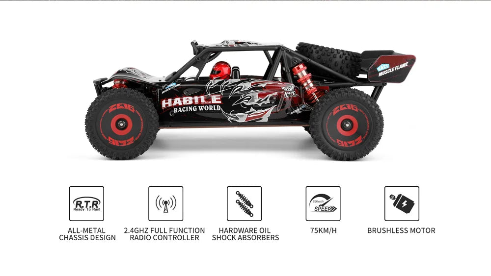 WLtoys 124016 124017 RC Car 4WD Off-Road 75km/h High Speed Remote Control Crawler 2.4G Electric Drift Climbing Racing Vehicle Toys Brushless Motor