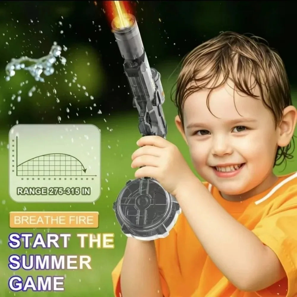 Full Auto Electric Water Gun Toy with Flashing Light Rapid-Fire Motorized Blaster for Summer Outdoor Fun & Kids Play Game