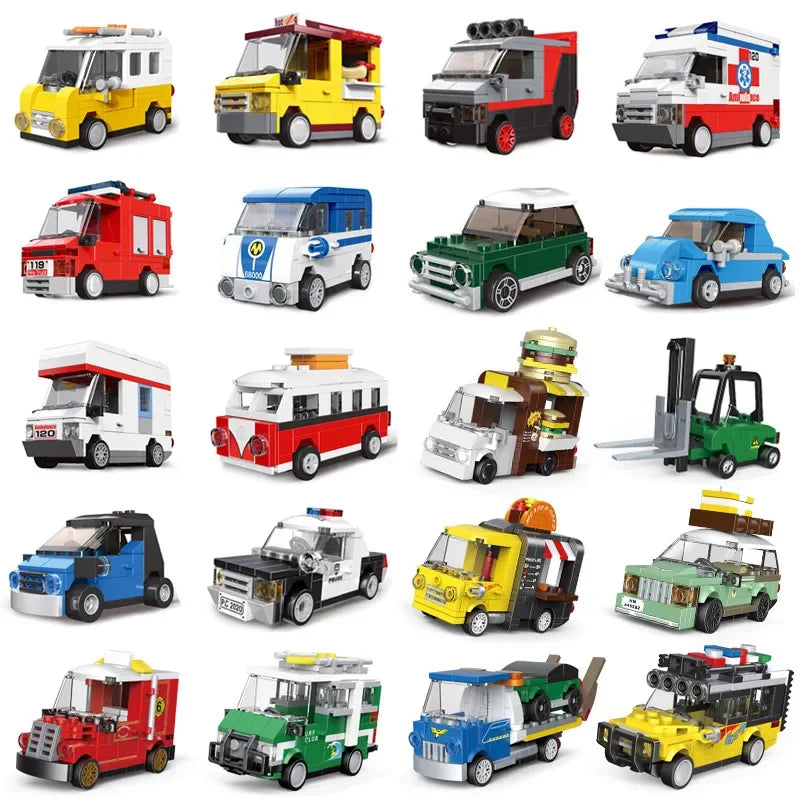 Racing Car Bus Engineering Vehicle Ambulance Pull Back Model Building Blocks Brick Toys Children Boys Birthday Gift Brick