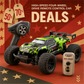 Hot RC High-Speed Off-Road Car for Kids & Adults - Alloy Green/Red, LED Headlights, Red Remote Control. Perfect for Indoor & Out