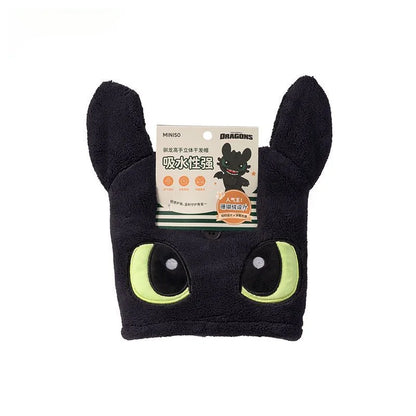 Official Licensed Dragon Toothless 3D Stereo Hair Drying Turban Ultra Soft Microfiber Quick