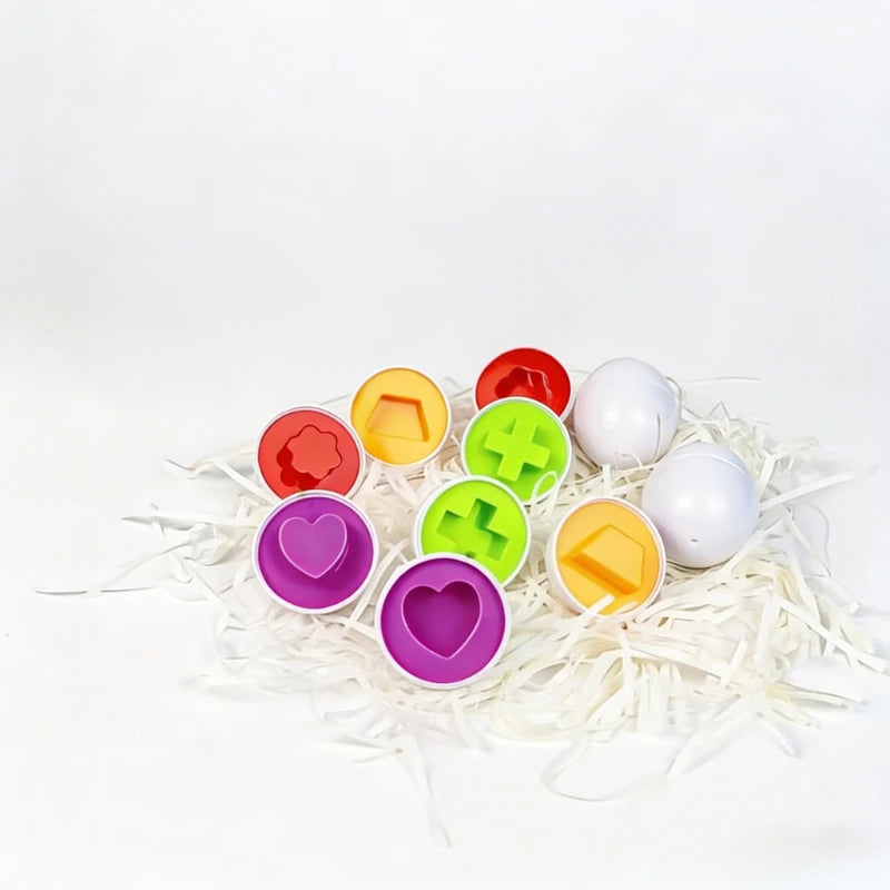 6/12pcs Color and Shape Matching Toys, Simulated Egg Shapes with Storage Box - Geometric Shape & Color Learning Toy Set for Kids