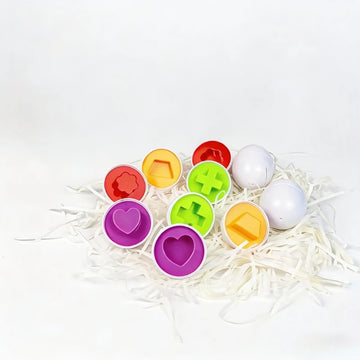 6/12pcs Color and Shape Matching Toys, Simulated Egg Shapes with Storage Box - Geometric Shape & Color Learning Toy Set for Kids