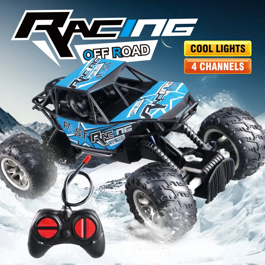 4-Way Remote Control Car with Lights, Anti-Slip Rubber Tires, Outdoor Off-Road Climbing Toy Car Model for Kidsren and Boys