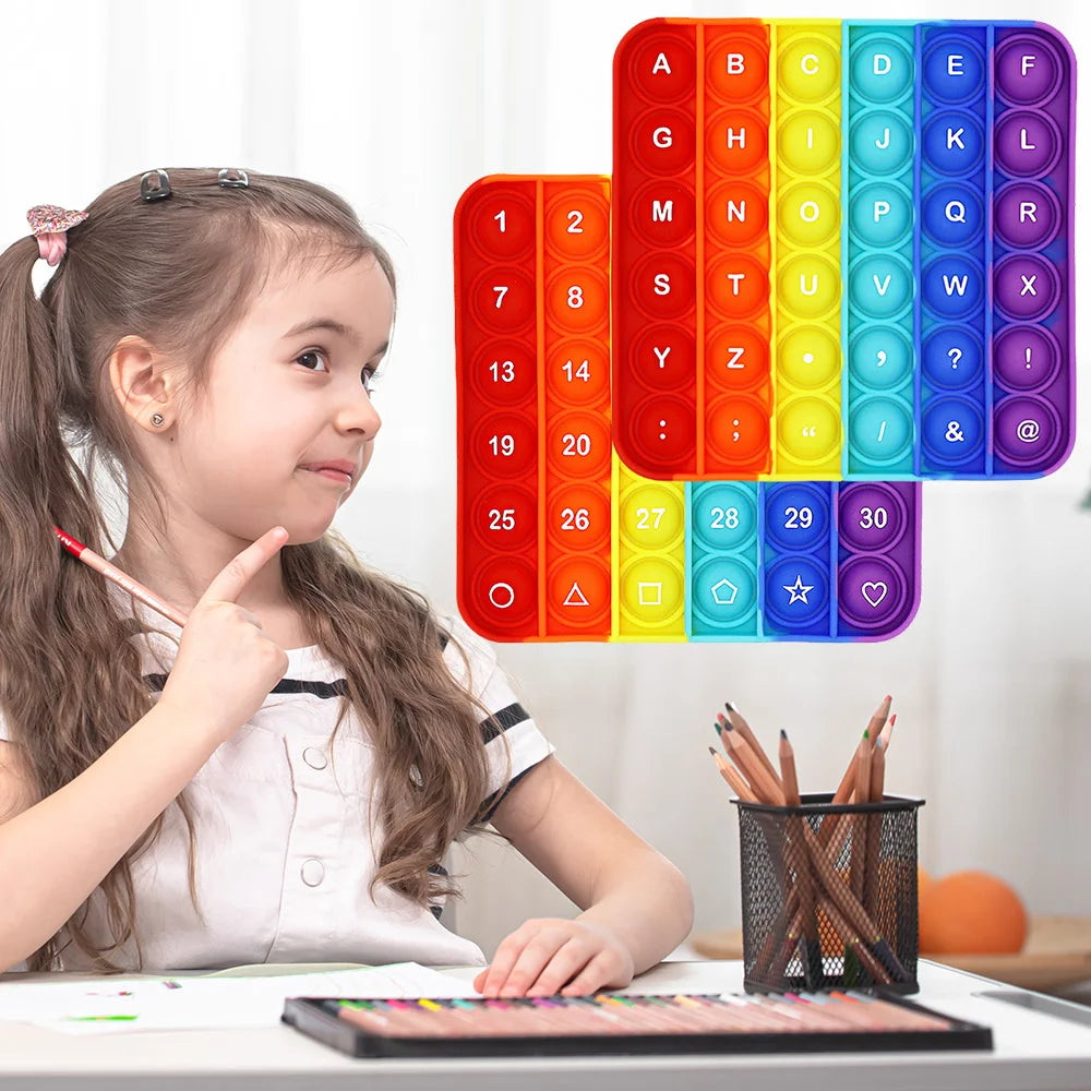 Learn Numbers 1-30 Alphabets Letters ABC Math Fidget Toys, Phonics Board Games Push Bubbles Educational Teaching Toys for Kids