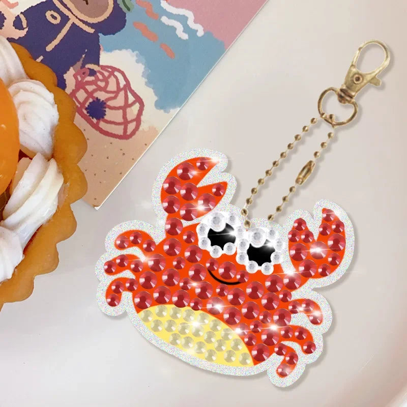 15 Piece Diamond Painting Handicraft Set for Children's Handmade DIY Mermaid Animal Keychain as a Gift for Children's