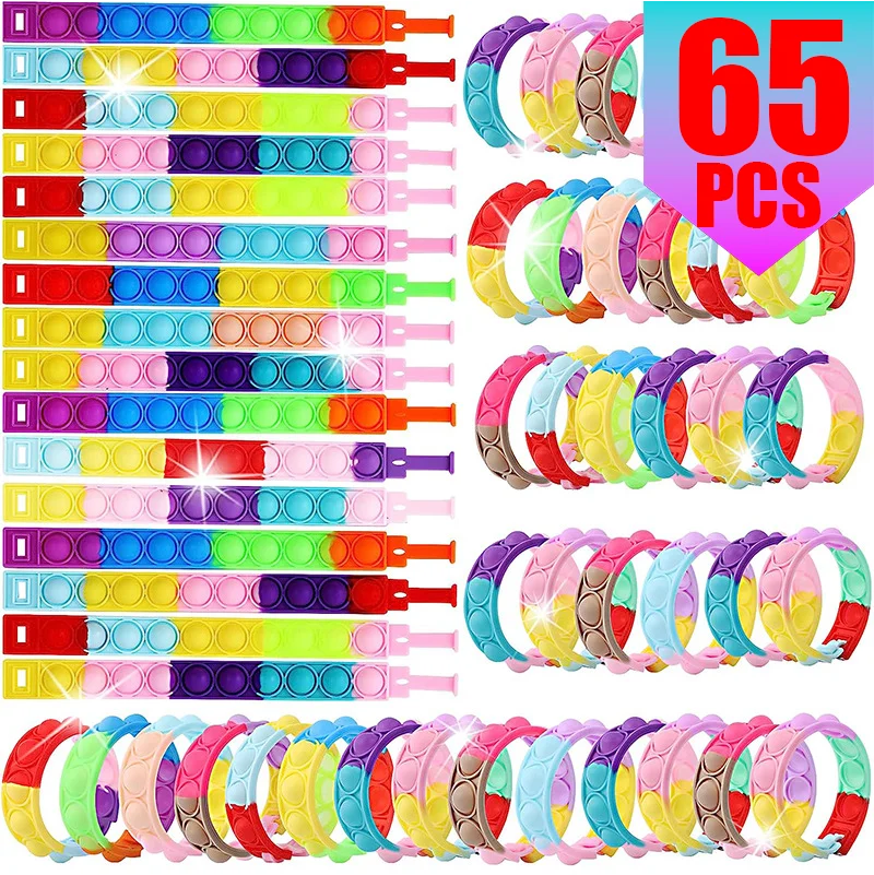 Push Pop Bubble Sensory Bracelet Fidget Toy for Kids Stress Reliever Classroom Reward Party Favors Children's Gift Pop Bracelet