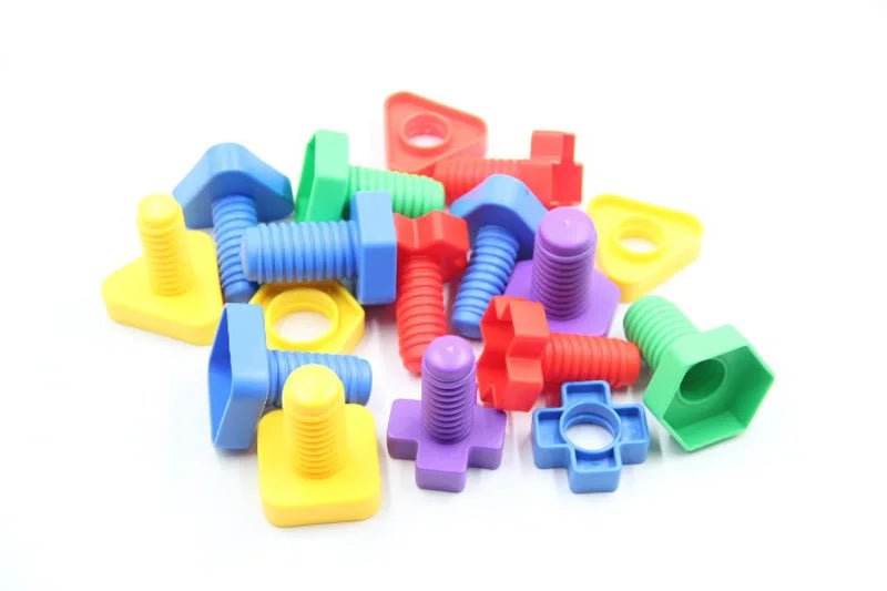 5Set Screw Building Blocks Plastic Insert Blocks Nut Shape Toys for Educational Toys Montessori Scale Models Gift