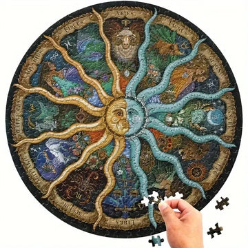 Adult Round Puzzle 1000 Pieces 12 constellations Challenge Games Learning Educational Puzzle Toys Moon Puzzle Space Flat Puzzle