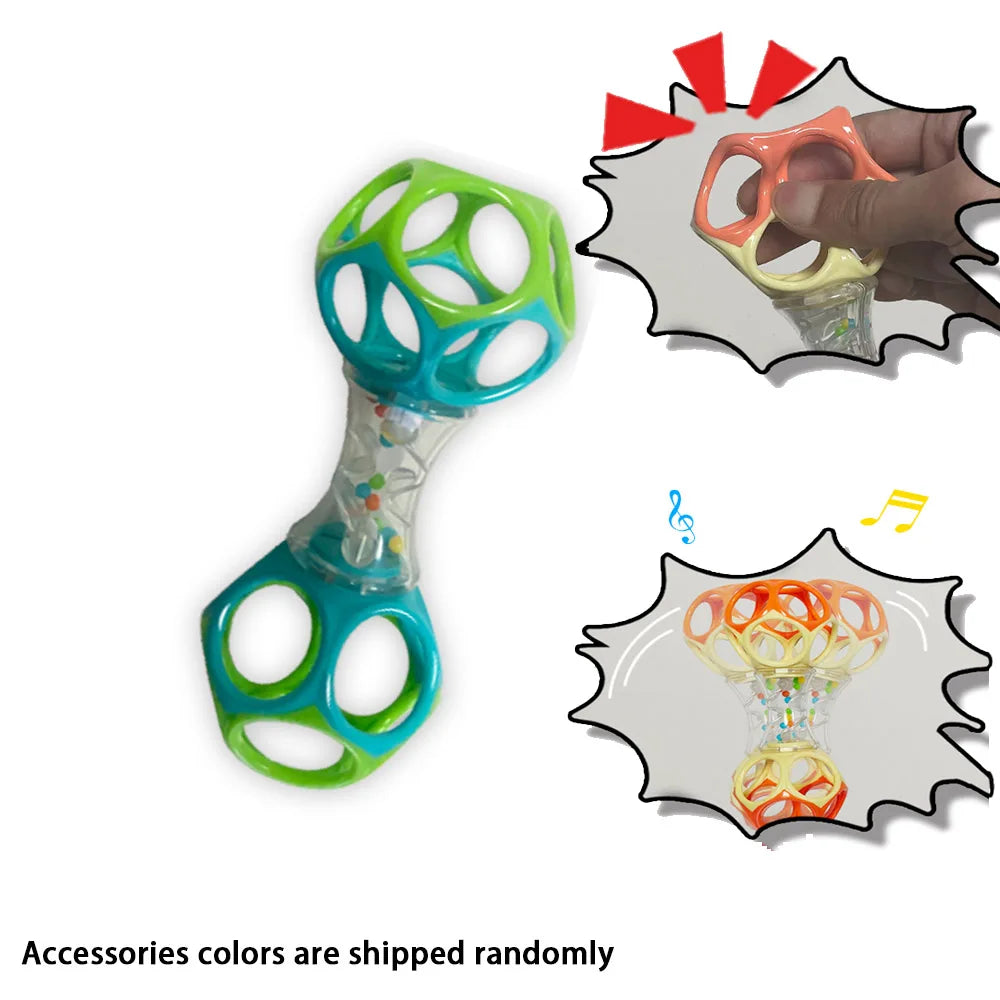 Baby Teether Rattle & Shake Barbell Toy, Ages 3 Months and Up(Random Color）