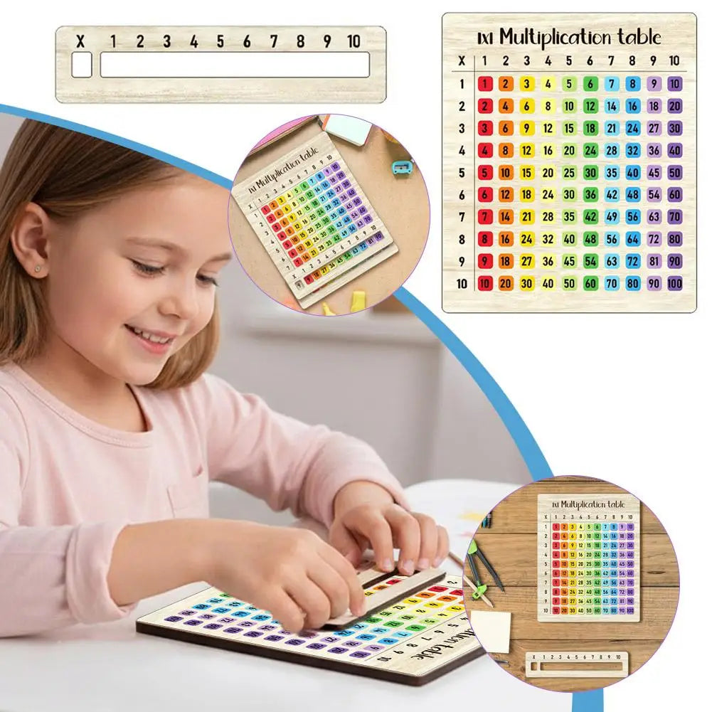 Montessori Educational Wooden Math Toys Multiplication Table Wooden Board Set Wood Learning Boards for Math Class Back-To-School