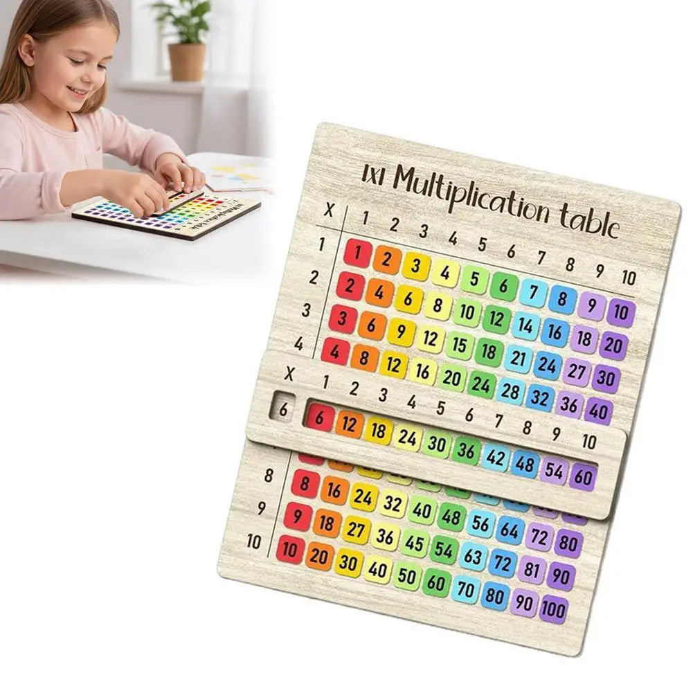Montessori Educational Wooden Math Toys Multiplication Table Wooden Board Set Wood Learning Boards for Math Class Back-To-School
