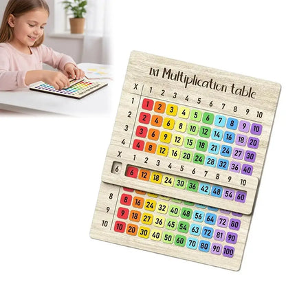 Montessori Educational Wooden Math Toys Multiplication Table Wooden Board Set Wood Learning Boards for Math Class Back-To-School