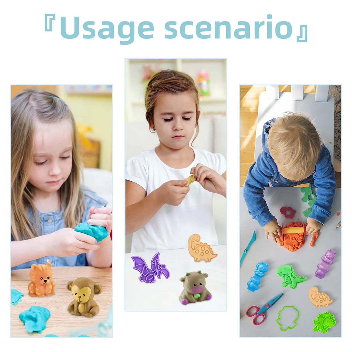 3D Play Dough Molds Dough Accessories Kit for Kids 3D Cartoon Lion Monkey Dinosaur Plasticine Mould DIY Clay Tool For Children G