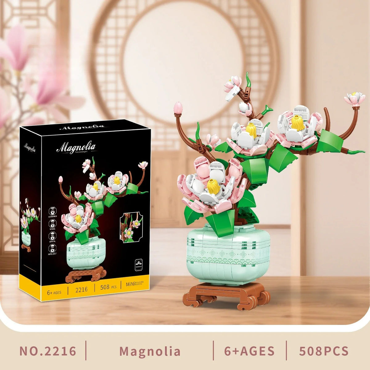 Orchid Building Blocks Flowers Bouquet Bonsai Plant Model Ornament Exquisite DIY Home Decorations Valentines Adult Child's Gifts