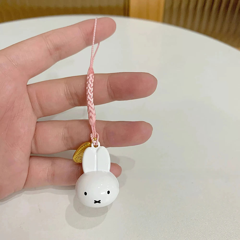 Kawaii Miffy New Small Bell Pendant Cartoon Rabbit Japanese Style Braided Rope Mobile Mobile Phone Chain Girl Birthday Gift
