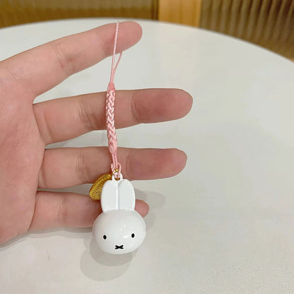 Kawaii Miffy New Small Bell Pendant Cartoon Rabbit Japanese Style Braided Rope Mobile Mobile Phone Chain Girl Birthday Gift