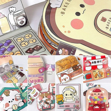 Paper Waffle Quiet Book Colorful Bread Cartoon Busy Book Fried Chicken Convenience Store Snack Bar Sticker Game.